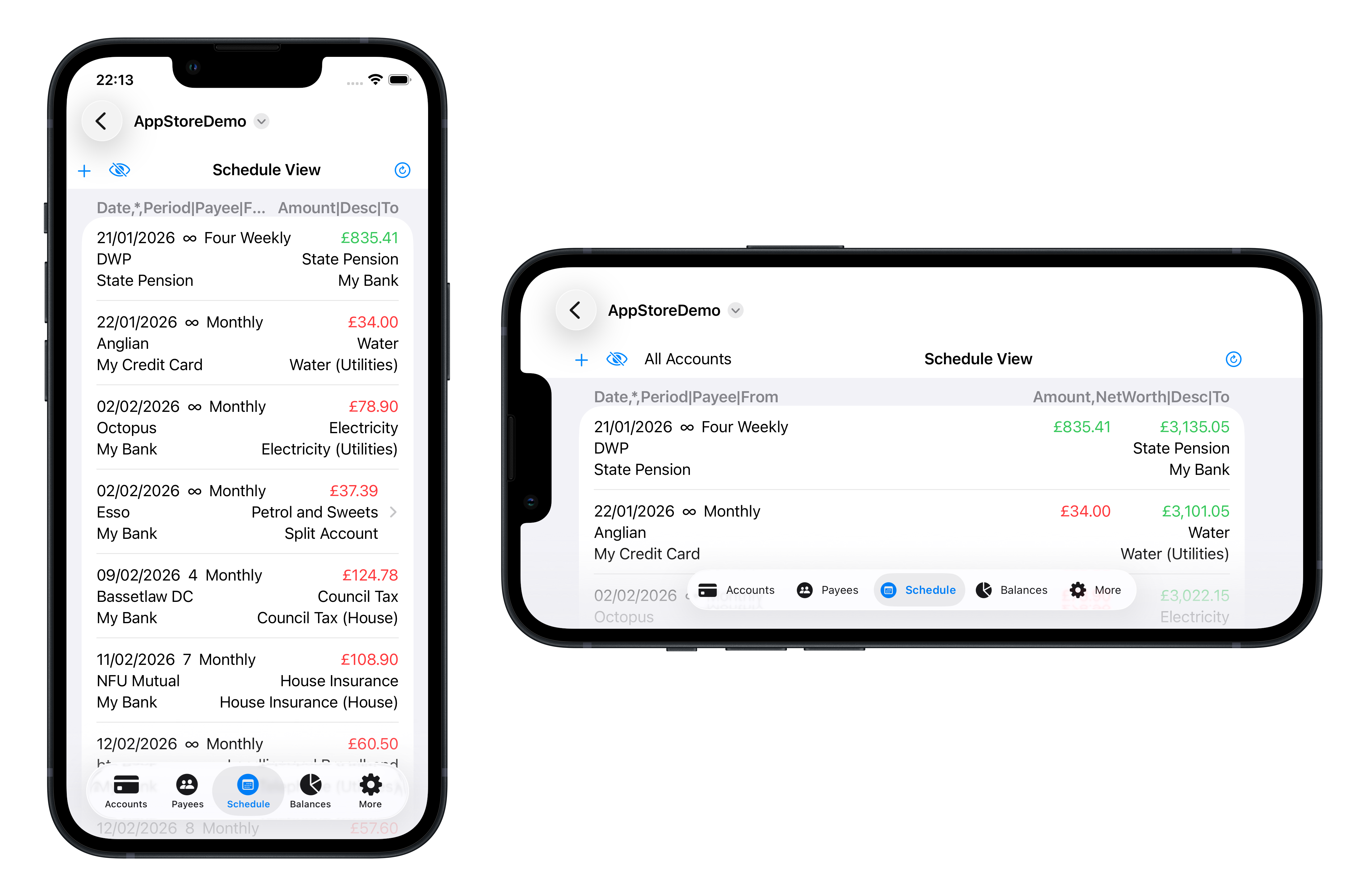 iPhone Schedule Layout