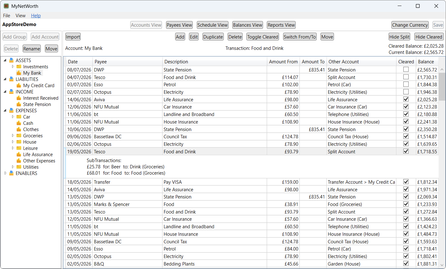 Accounts View
